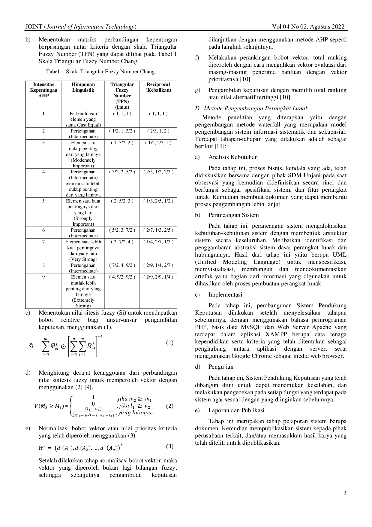 JURIS Sistem Pendukung Keputusan Penilaian Tenaga Kependidikan Dengan Metode Fuzzy Analytic Hierarchy Process