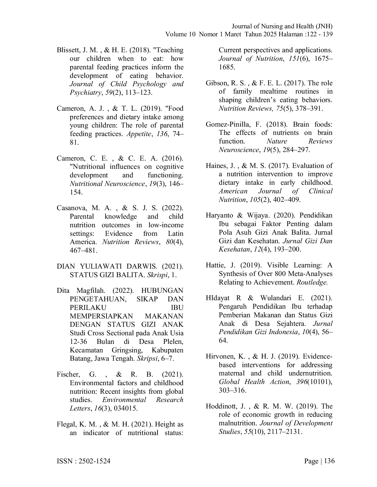 JURIS Hubungan Antara Pengetahuan Dan Sikap Ibu Tentang Pola Pemberian Makanan Dengan Status Gizi Anak