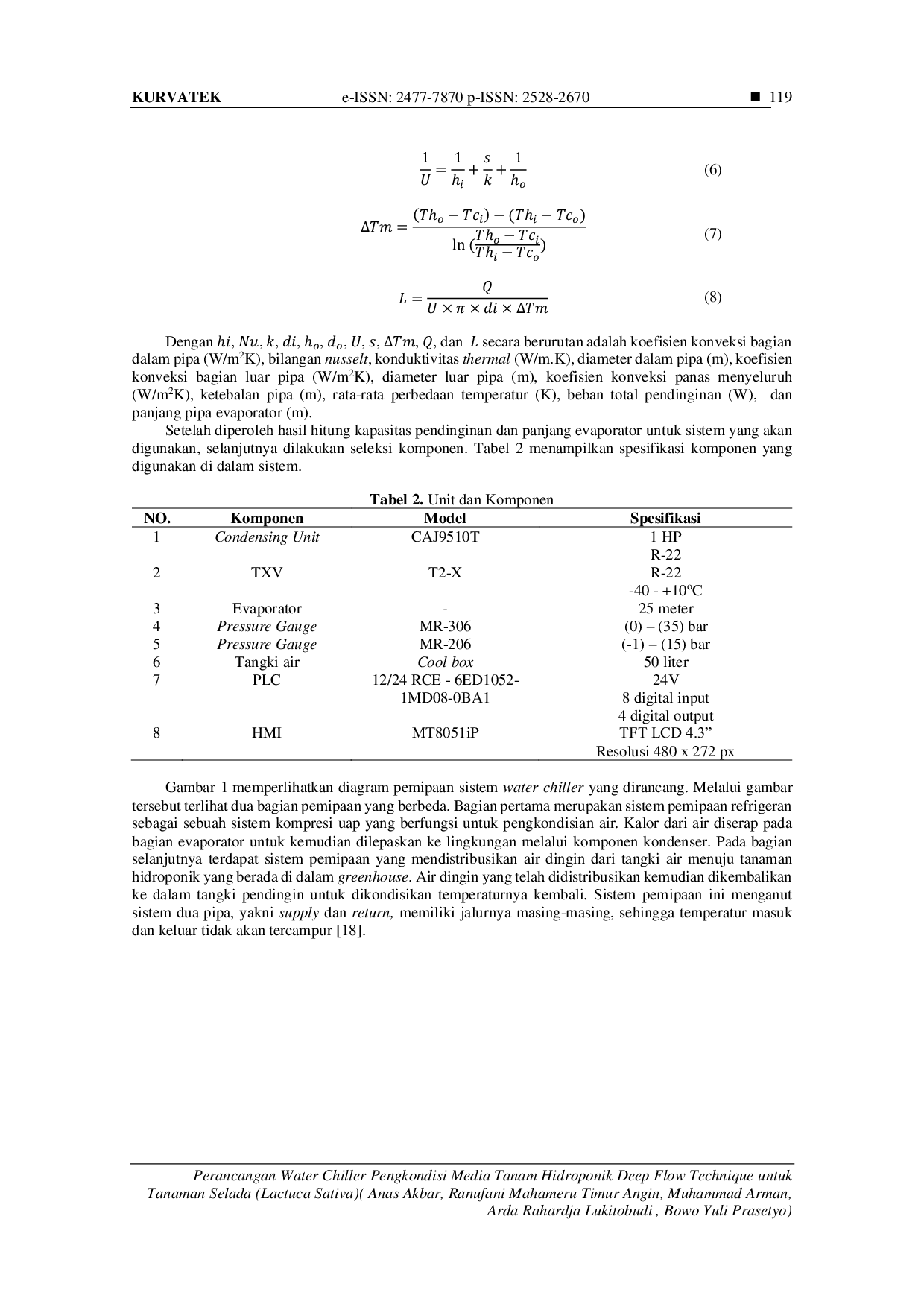 JURIS Perancangan Water Chiller Pengkondisi Media Tanam Hidroponik Deep Flow Technique Untuk Tanaman Selada Lactuca Sativa