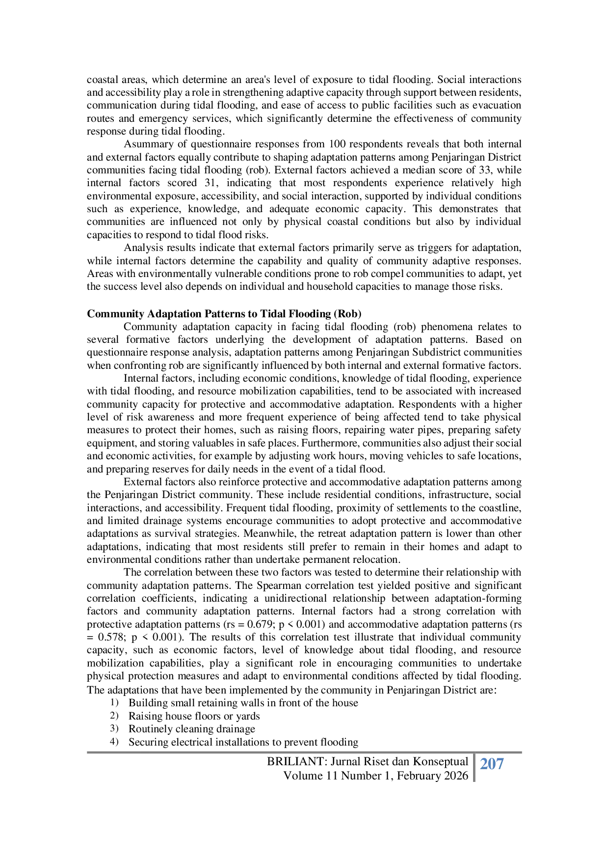 JURIS Community Adaptation Patterns to Tidal Flooding Rob In Penjaringan District North Jakarta City