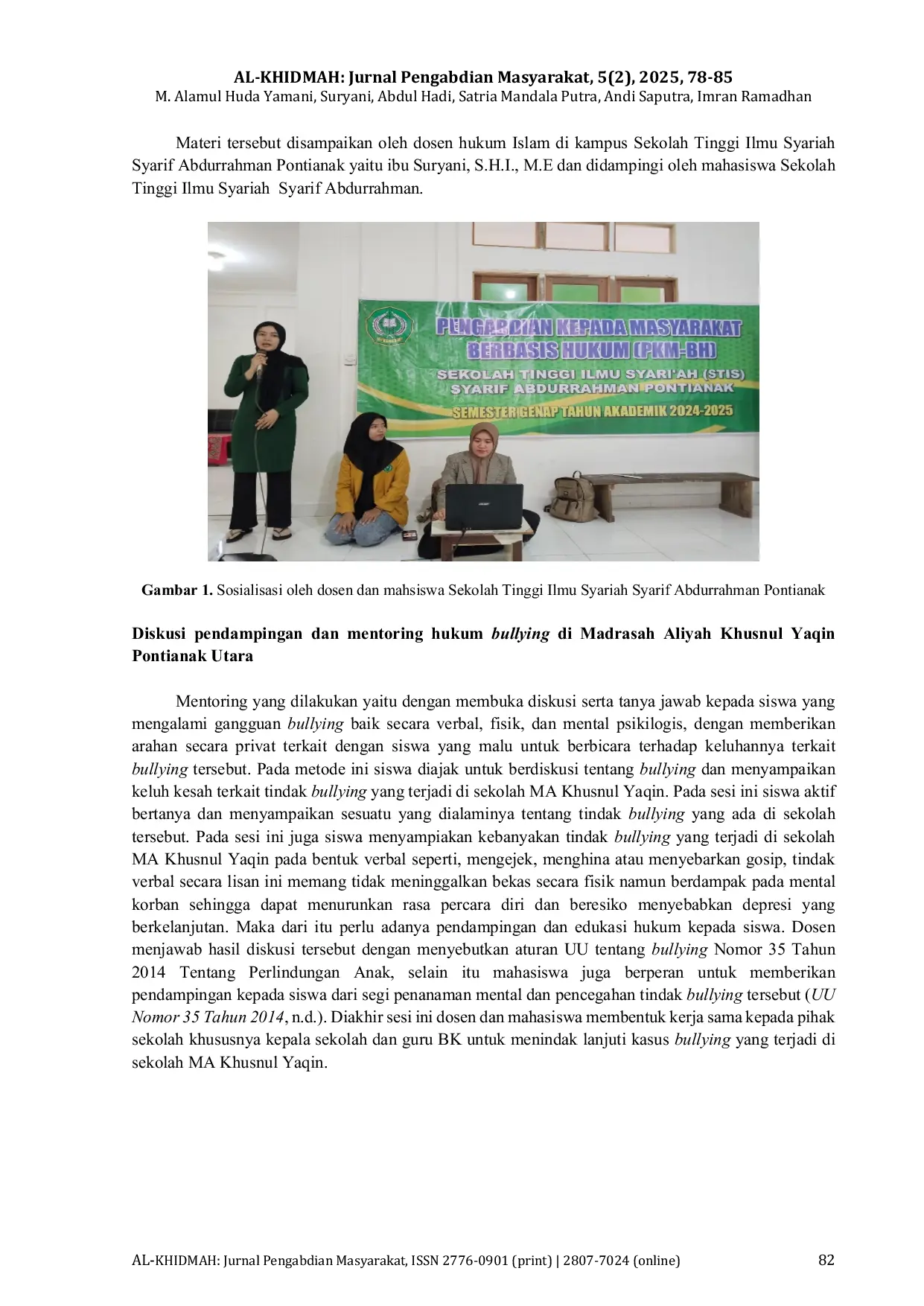 JURIS Penyuluhan Hukum Dampak Bullying pada Siswa Madrasah Aliyah