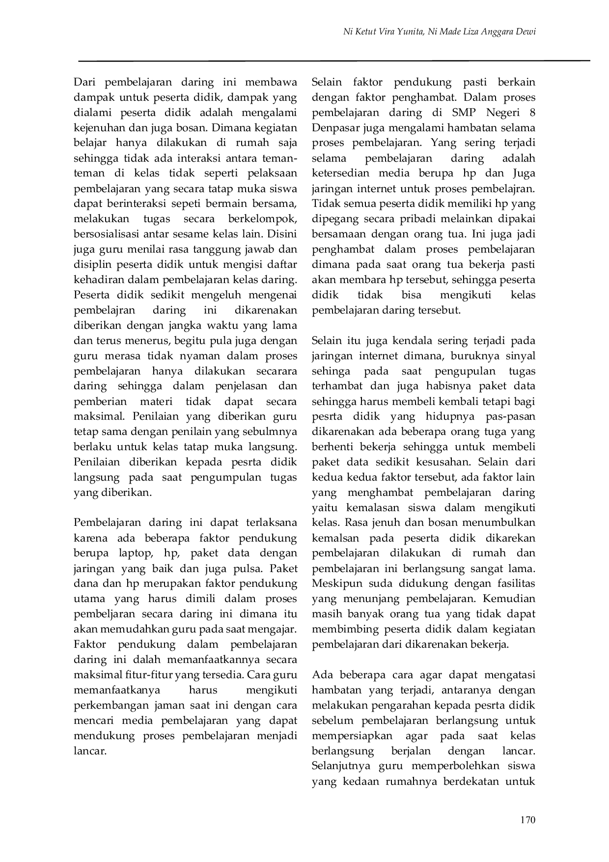 JURIS Analisis Proses Pembelajaran Daring Masa Covid 19 Pada Guru Seni Budaya Di SMP 8 Denpasar