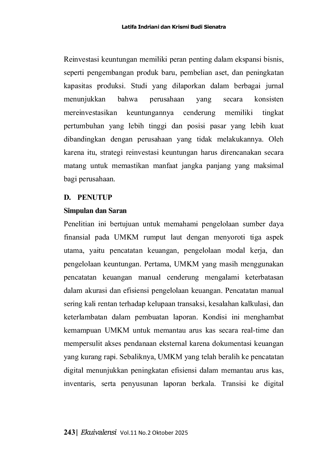 JURIS Studi Kasus Pengelolaan Keuangan UMKM Komoditas Rumput Laut