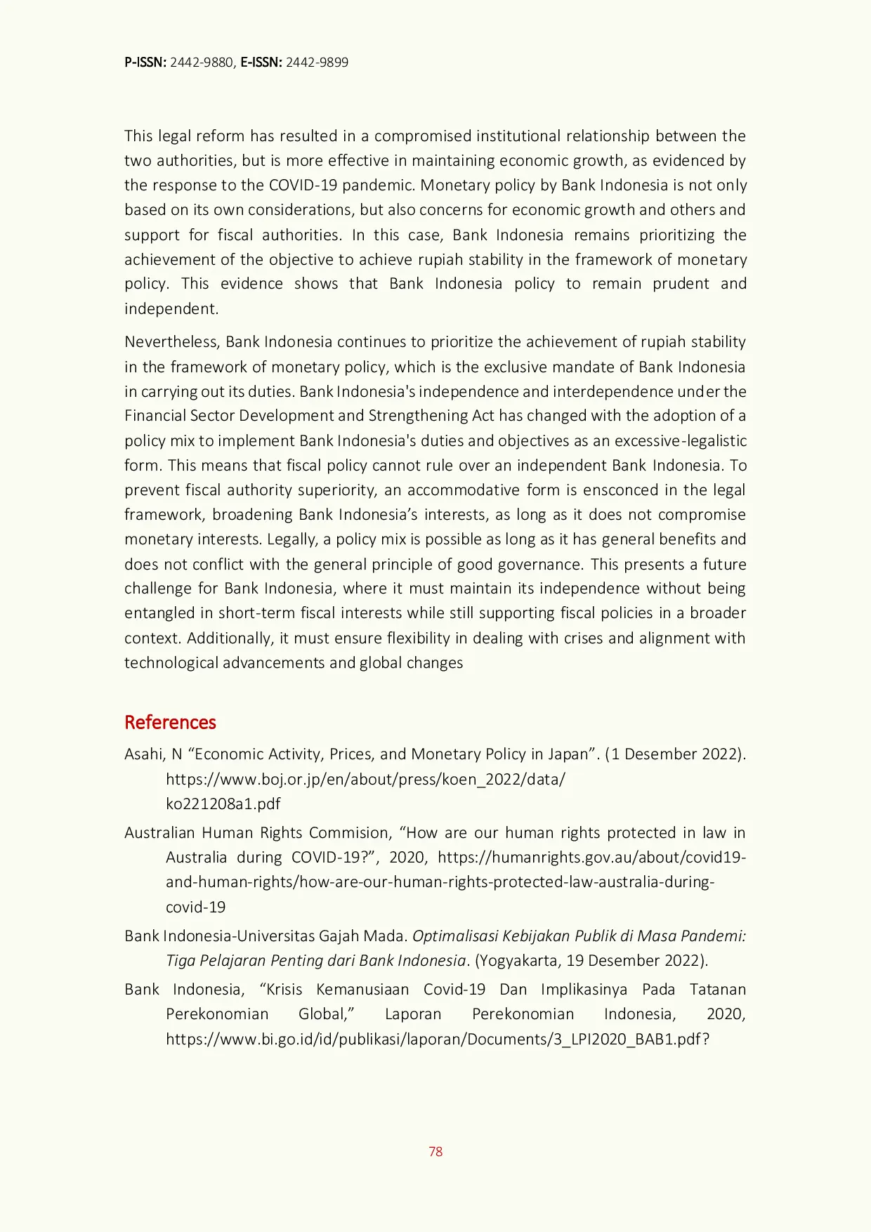 JURIS Legal Reforms in Indonesia s Financial Sector on Institutional Relations between Bank Indonesia and the Government
