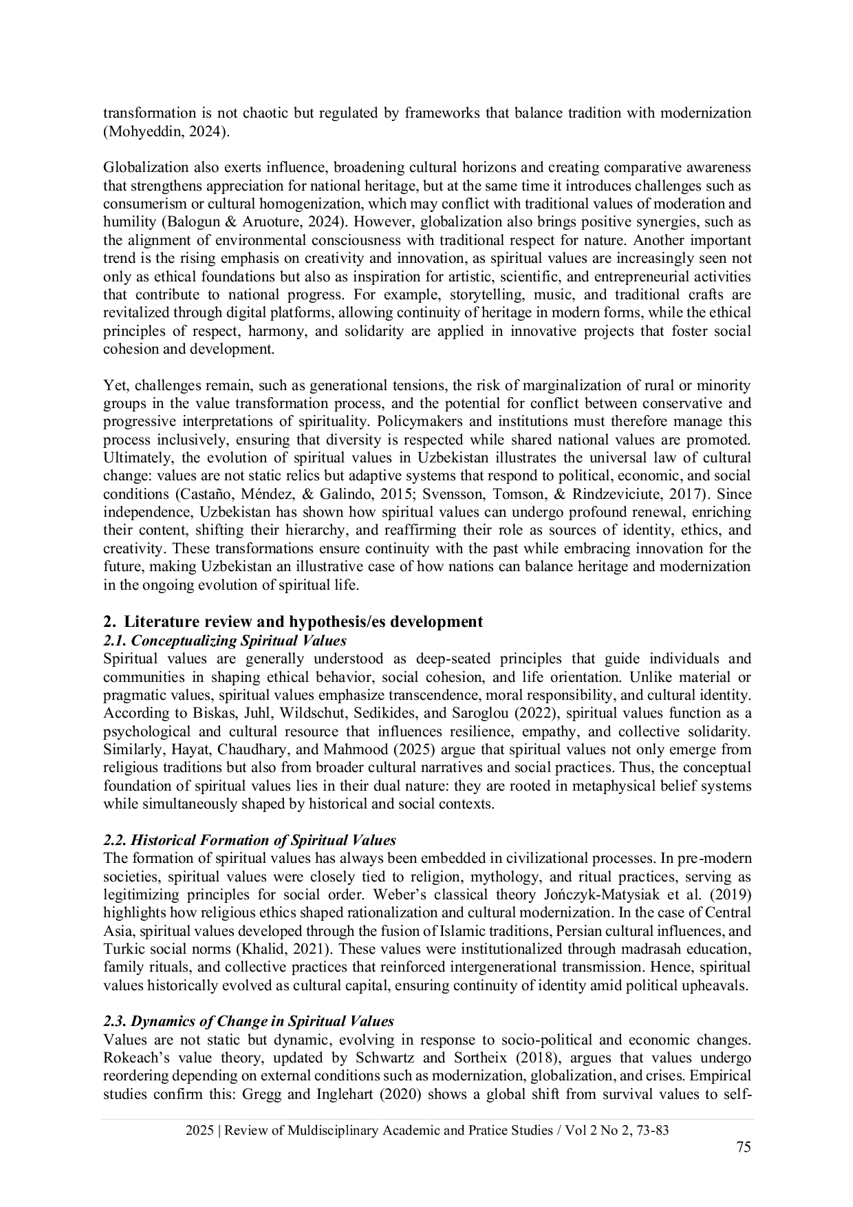 JURIS The formation of spiritual values Changes and evolutions