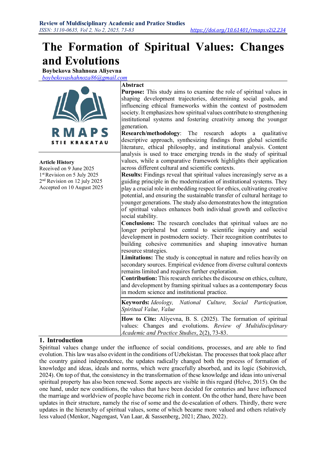 JURIS The formation of spiritual values Changes and evolutions