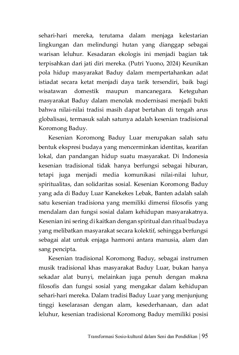 JURIS Makna Filosofis dan Fungsi Sosial Kesenian Tradisional Koromong dalam Kehidupan Masyarakat Baduy Luar di Kanekes Lebak Banten