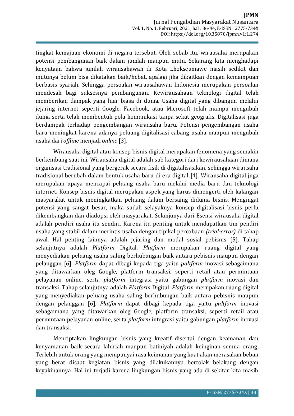 JURIS PELATIHAN DIGITAL BUSINESS BAGI CALON ENTREPRENEUR MUDA KOTA LHOKSEUMAWE DI MASA COVID 19