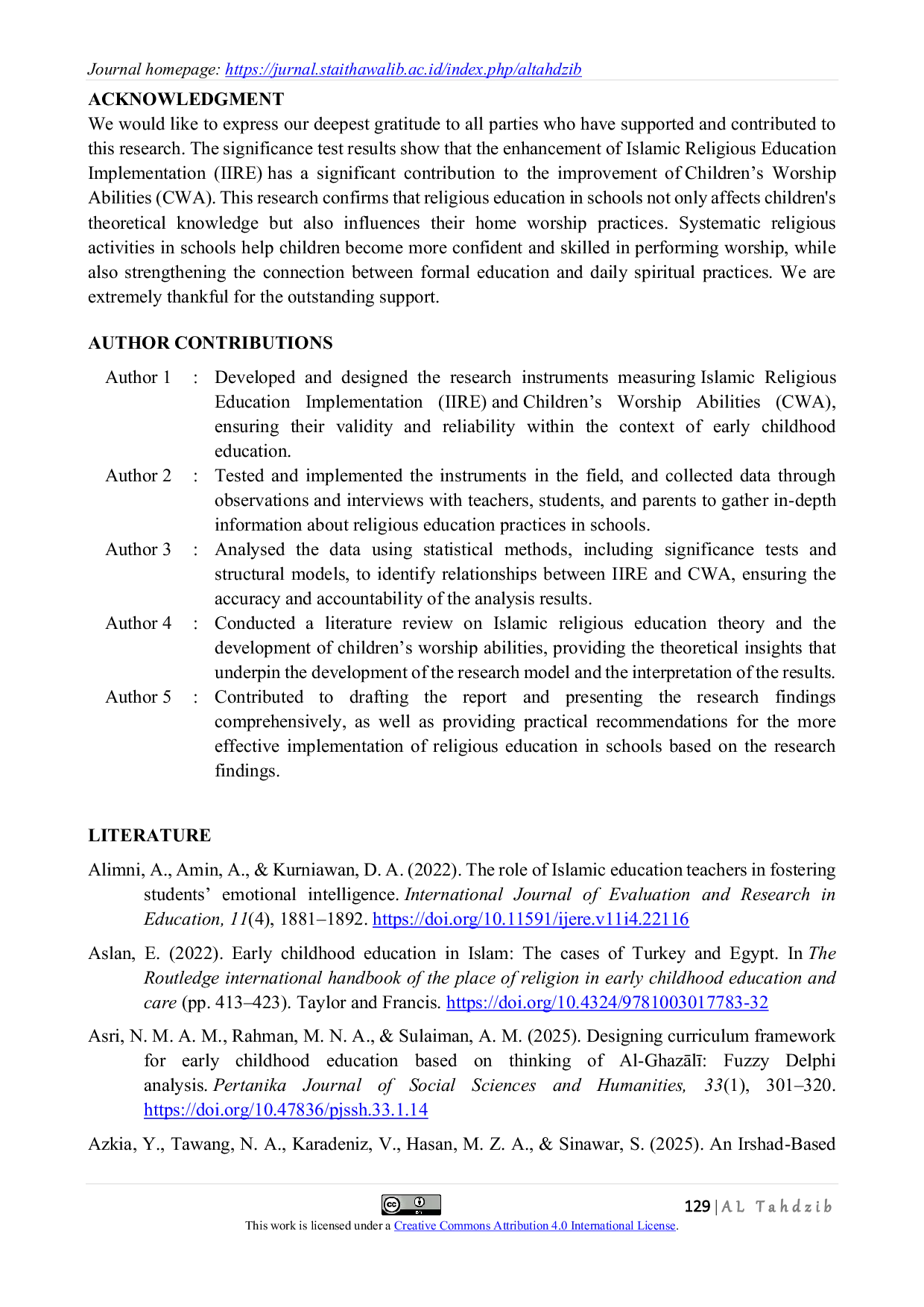 JURIS The Impact of Islamic Religious Education on Children s Worship Abilities at Home