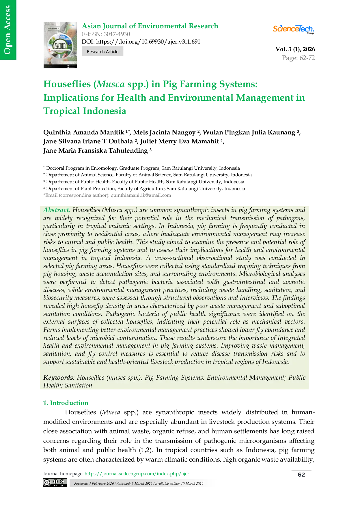 JURIS Houseflies Musca spp in Pig Farming Systems Implications for Health and Environmental Management in Tropical Indonesia