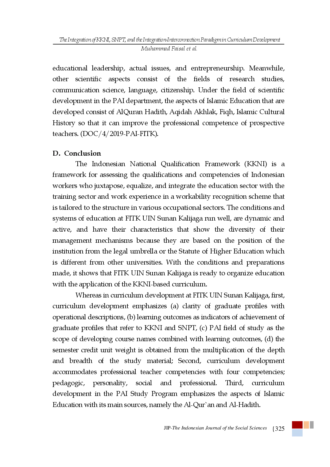 juris The Integration of KKNI SNPT and the Integration Interconnection Paradigm in Curriculum Development at PTKI