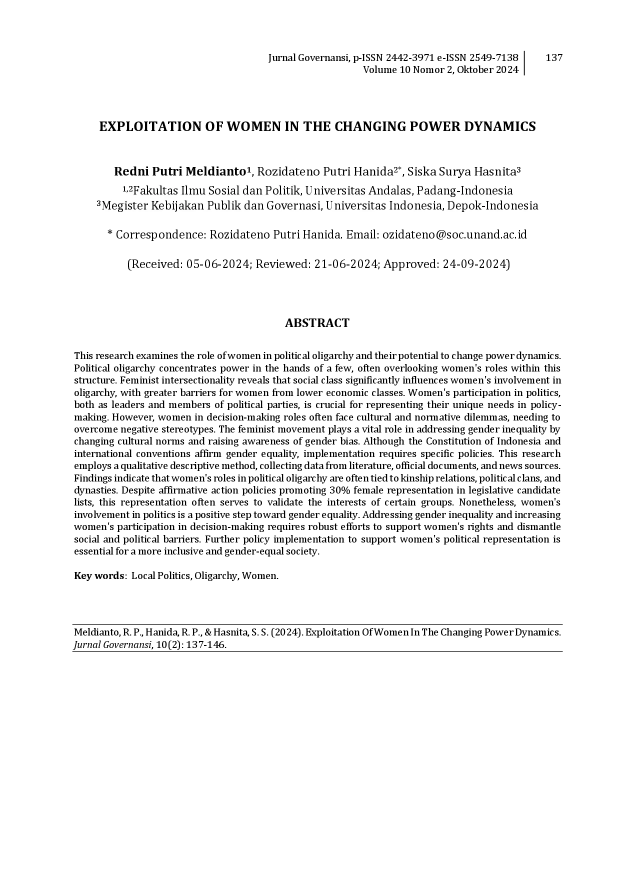 juris Exploitation of Women in the Changing Power Dynamics