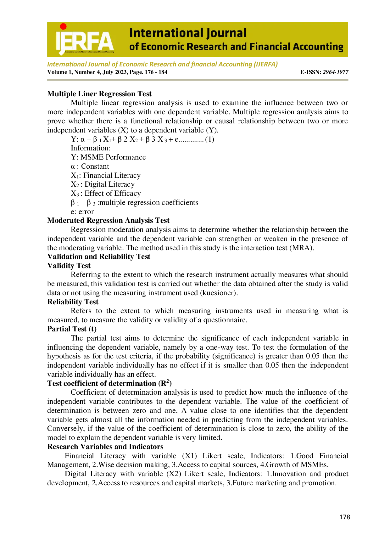 JURIS The Role Of Financial Literacy Digital Literacy And The Influence Of Efficacy In Improving The Performance Of Msme Actors In Makassar City