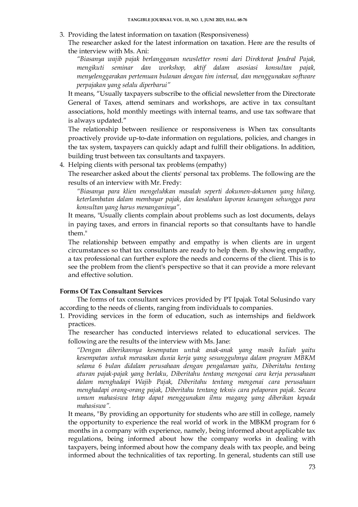 JURIS Role and Services of Tax Consultants A Study of PT Ipajak Total Solusindo