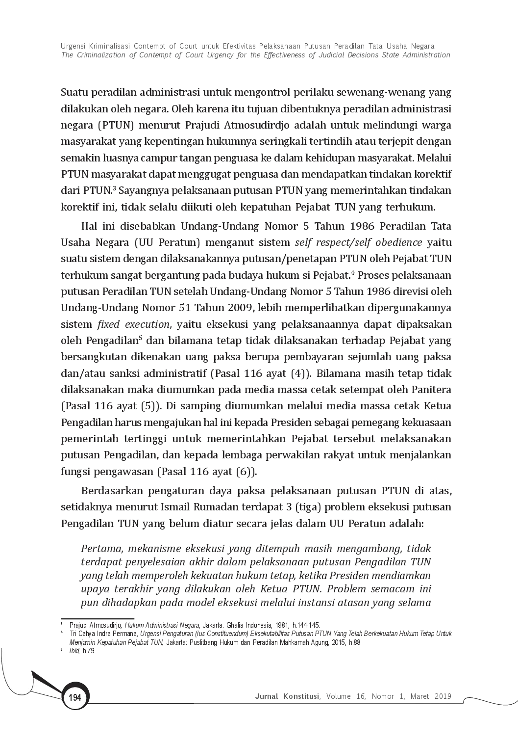 juris Urgensi Kriminalisasi Contempt of Court untuk Efektivitas Pelaksanaan Putusan Peradilan Tata Usaha Negara