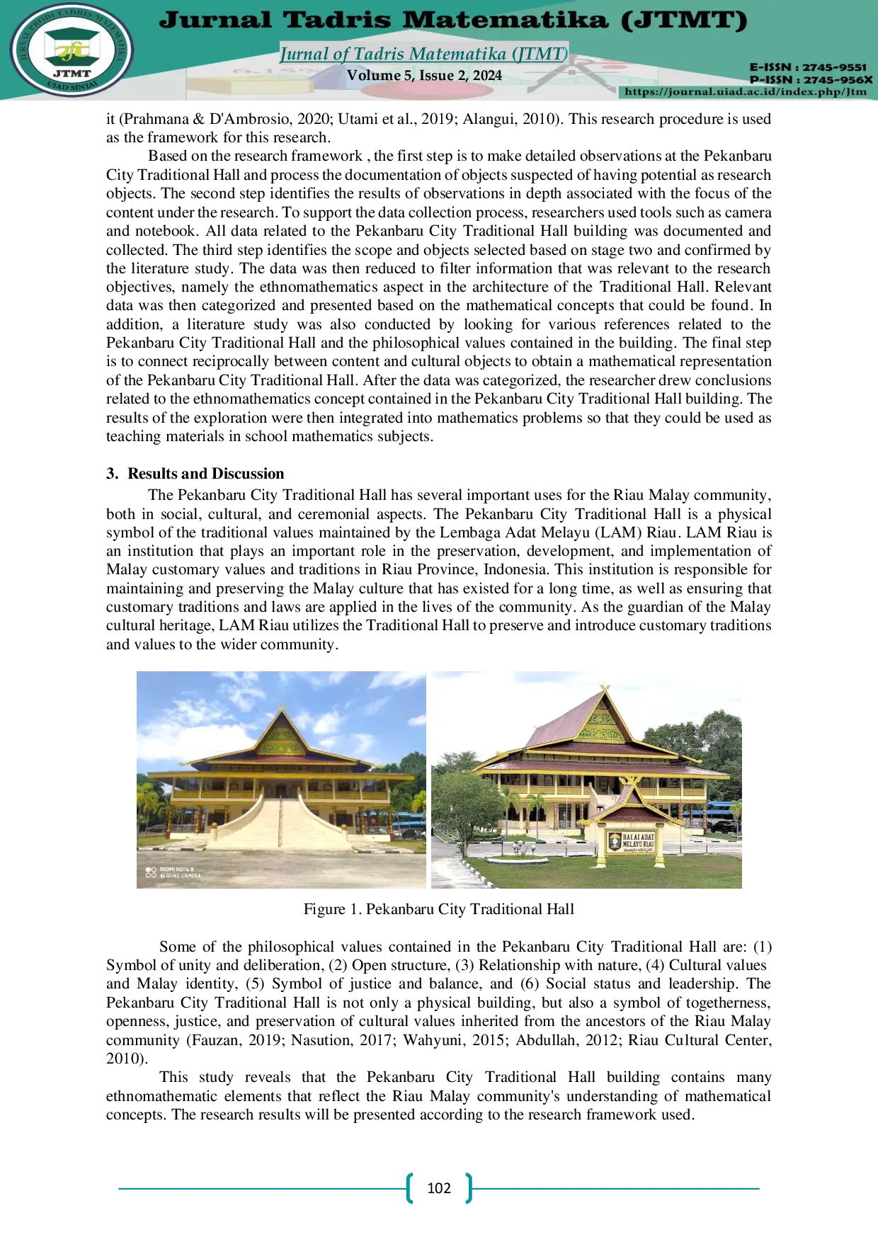 JURIS Exploration Of Ethnomathematics In Pekanbaru City Traditional Hall Building