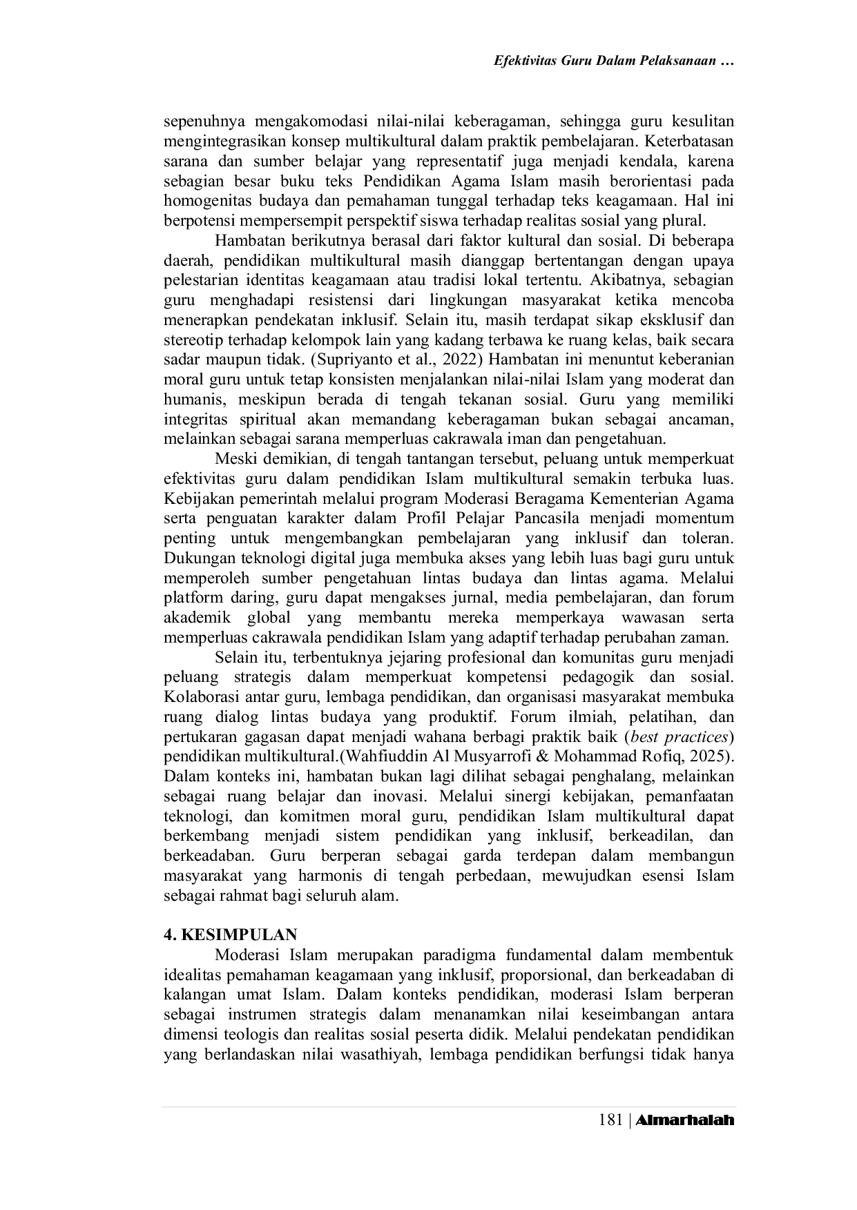 JURIS Efektivitas Guru Dalam Pelaksanaan Pendidikan Islam Multikultural