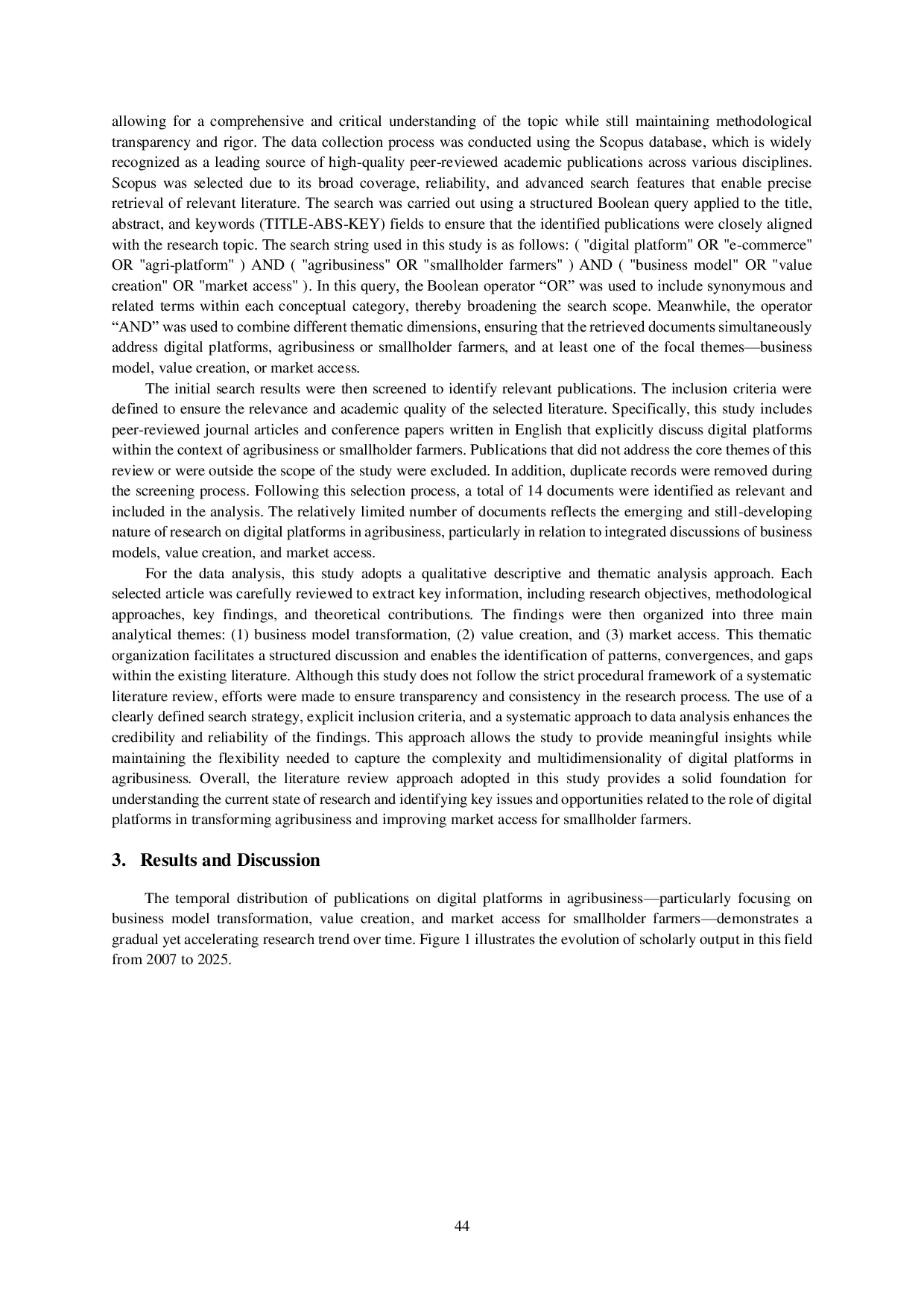 JURIS Digital Platforms in Agribusiness A Literature Review