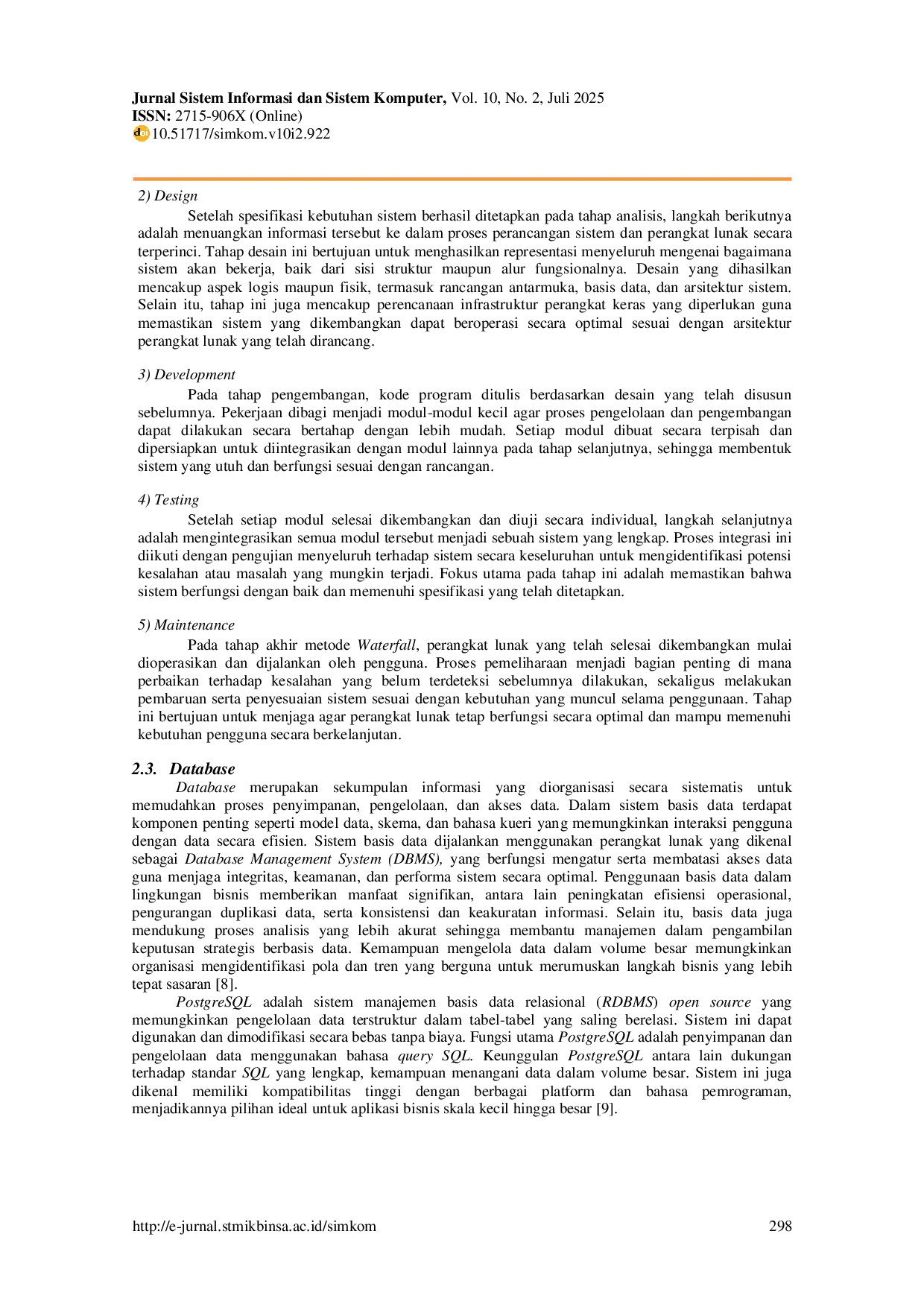 JURIS Implementasi Sistem Informasi Manajemen Kontrak Beauty Advisor Berbasis Web Pada PT Sinergi Global Servis