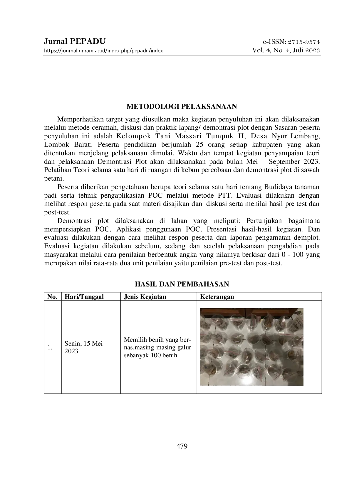 JURIS Pemasyarakatan Penggunaan Pupuk Organik Cair Poc Pada Tanaman Padi Di Kabupaten Lombok Barat