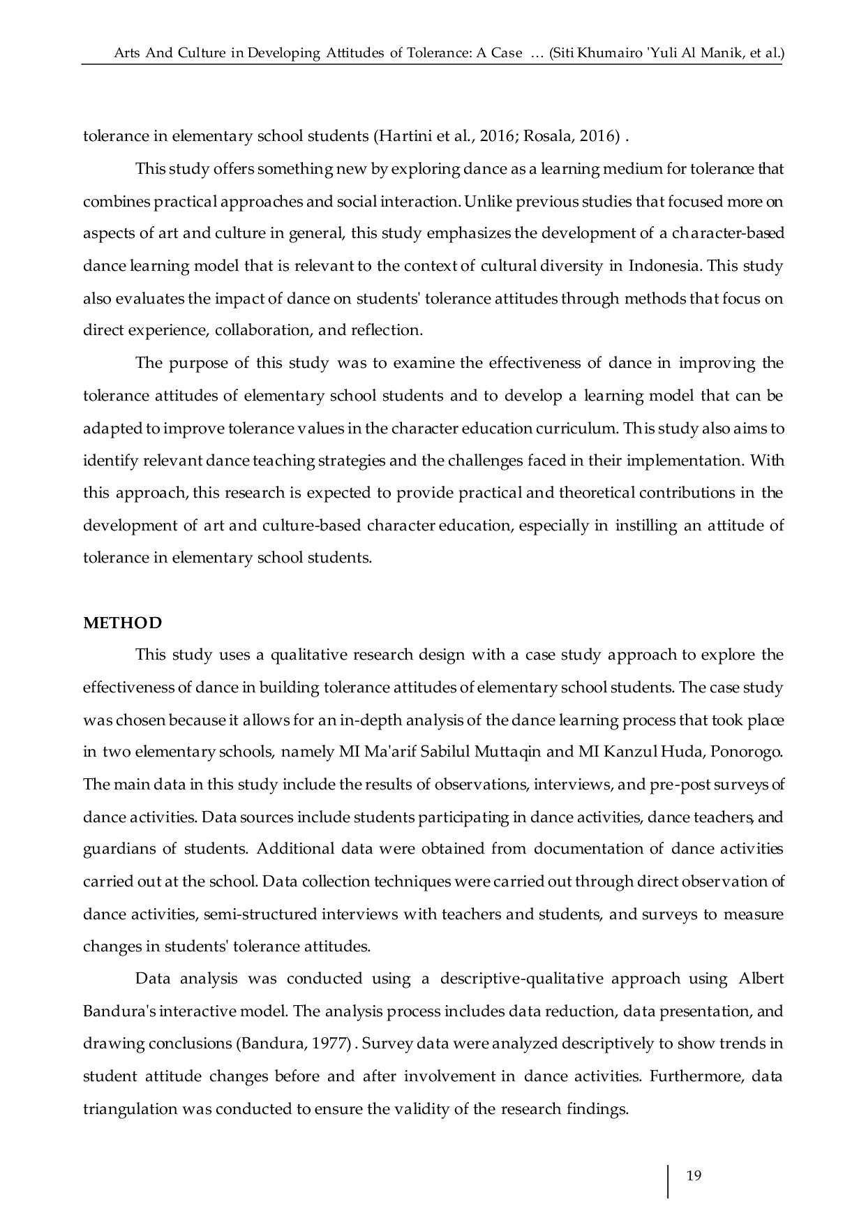 JURIS Arts And Culture in Developing Attitudes of Tolerance A Case Study of Dance Education in Elementary Schools