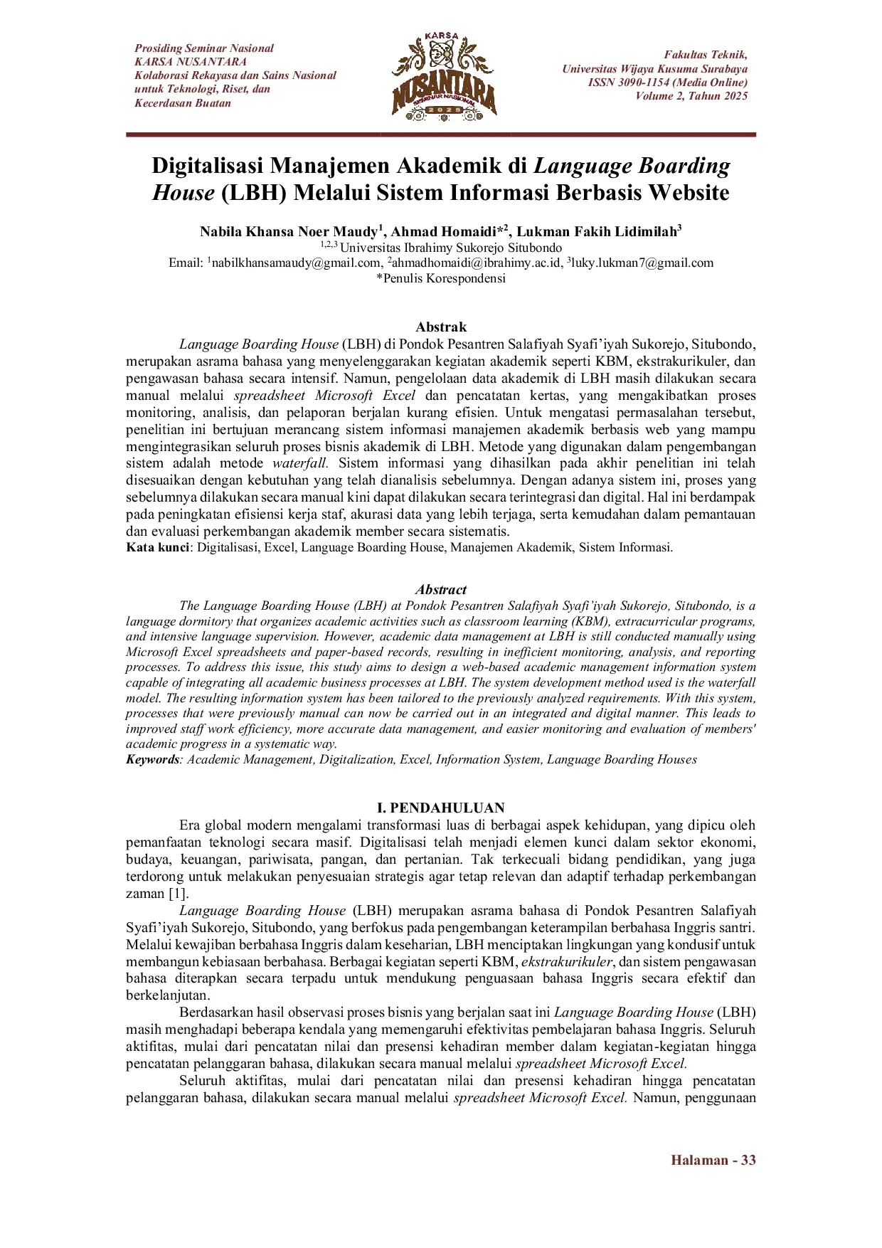 JURIS Digitalisasi Manajemen Akademik di Language Boarding House LBH Melalui Sistem Informasi Berbasis Website