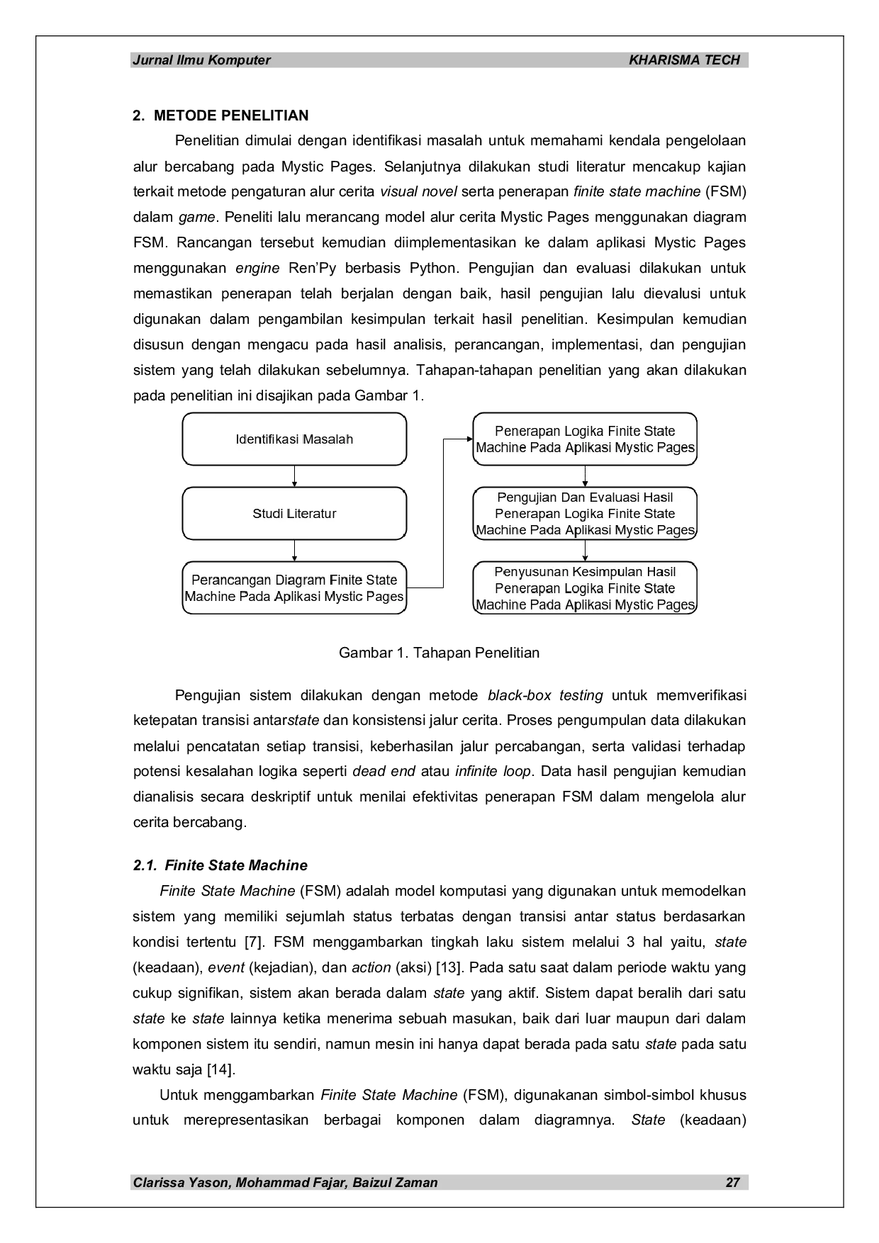 JURIS Implementasi Finite State Machine Untuk Mengatur Alur Narasi Game Visual Novel Mystic Pages