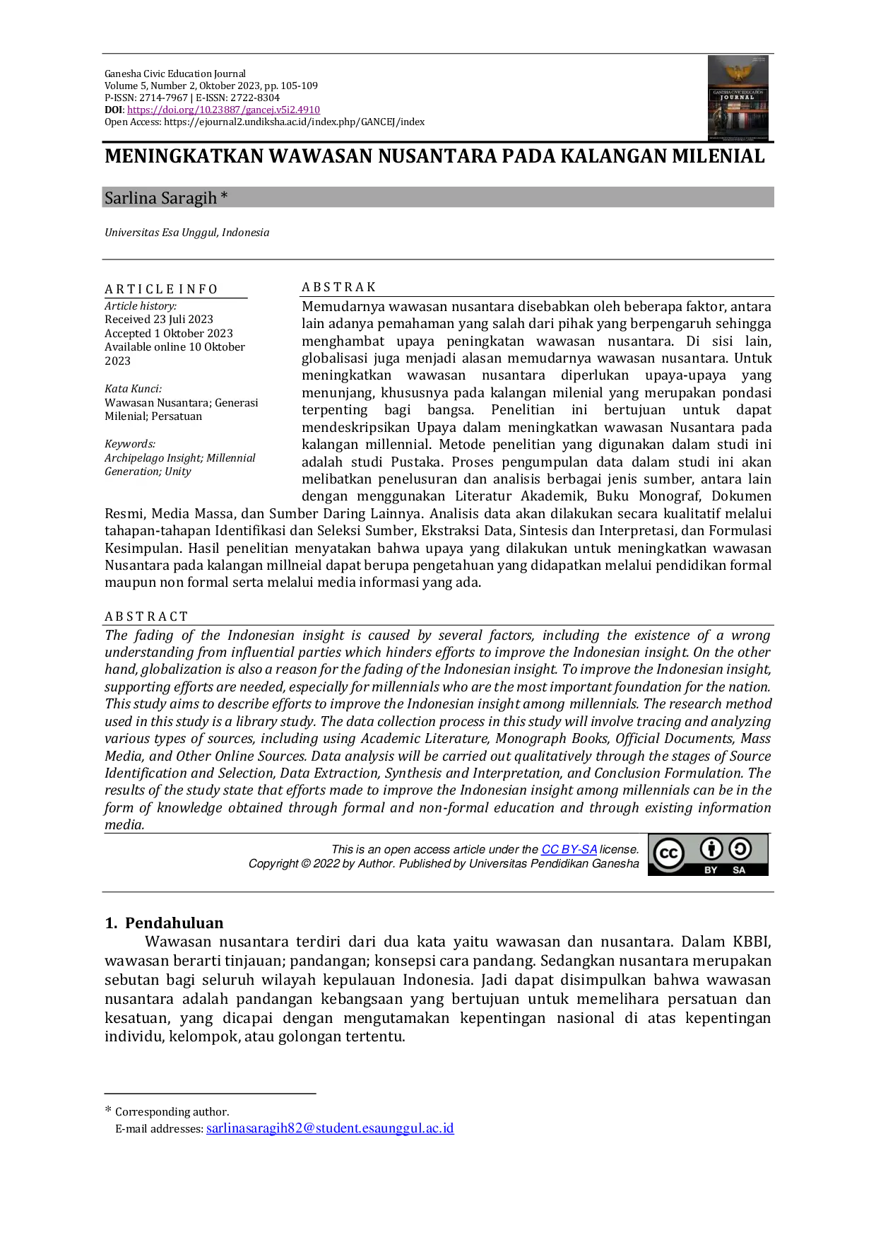 JURIS Meningkatkan Wawasan Nusantara pada Kalangan Milenial