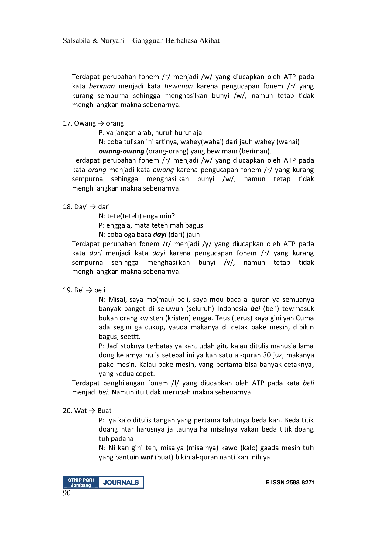 JURIS Gangguan Berbahasa Akibat Alat Ucap Pada Anak Usia 9 Tahun