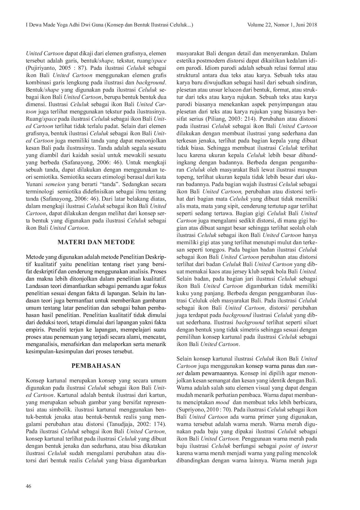 JURIS Konsep Dan Bentuk Ilustrasi Celuluk Sebagai Ikon Bali United Cartoon