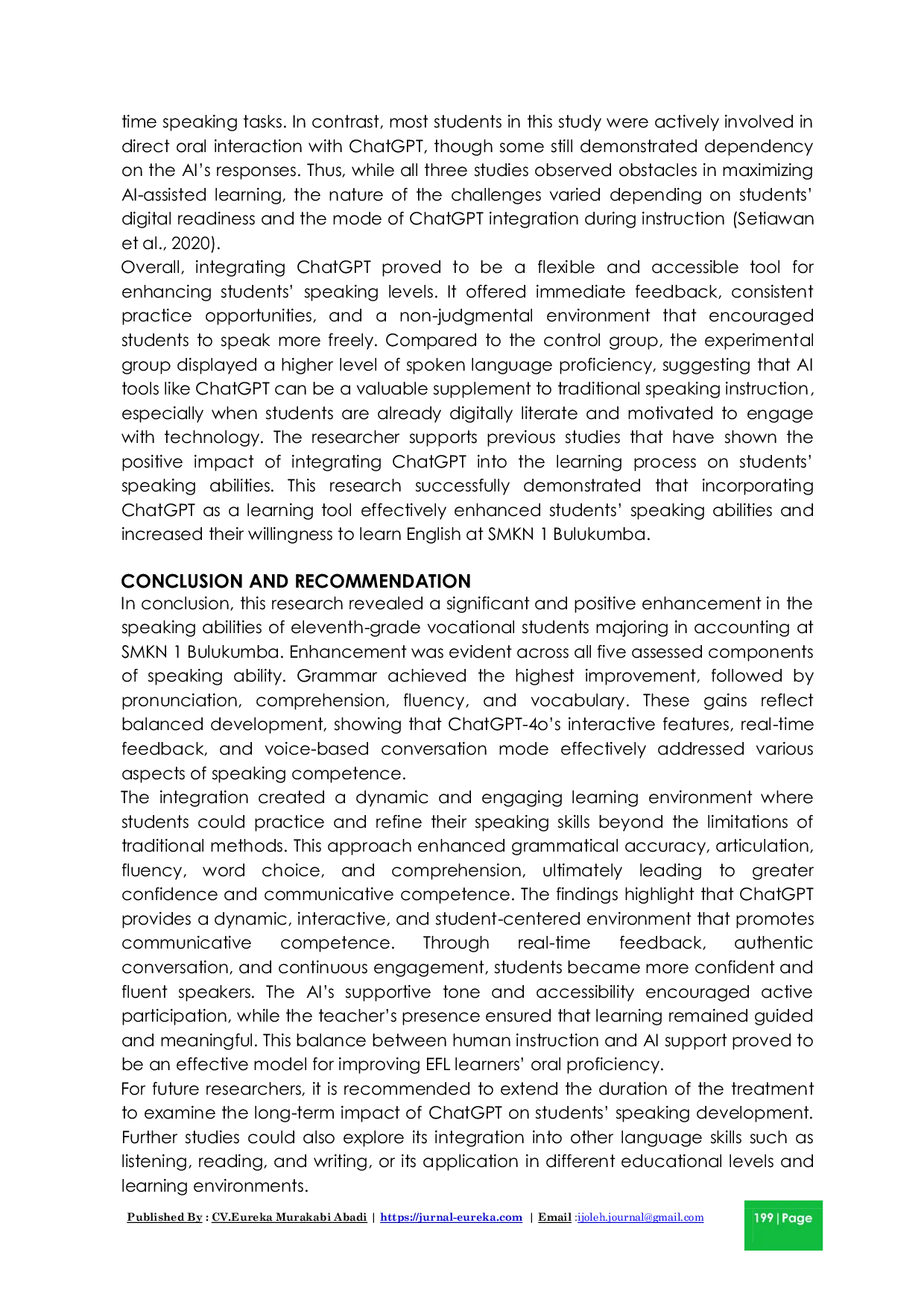 JURIS The Integration of Artificial Intelligence AI ChatGPT in Enhancing Students Speaking Ability