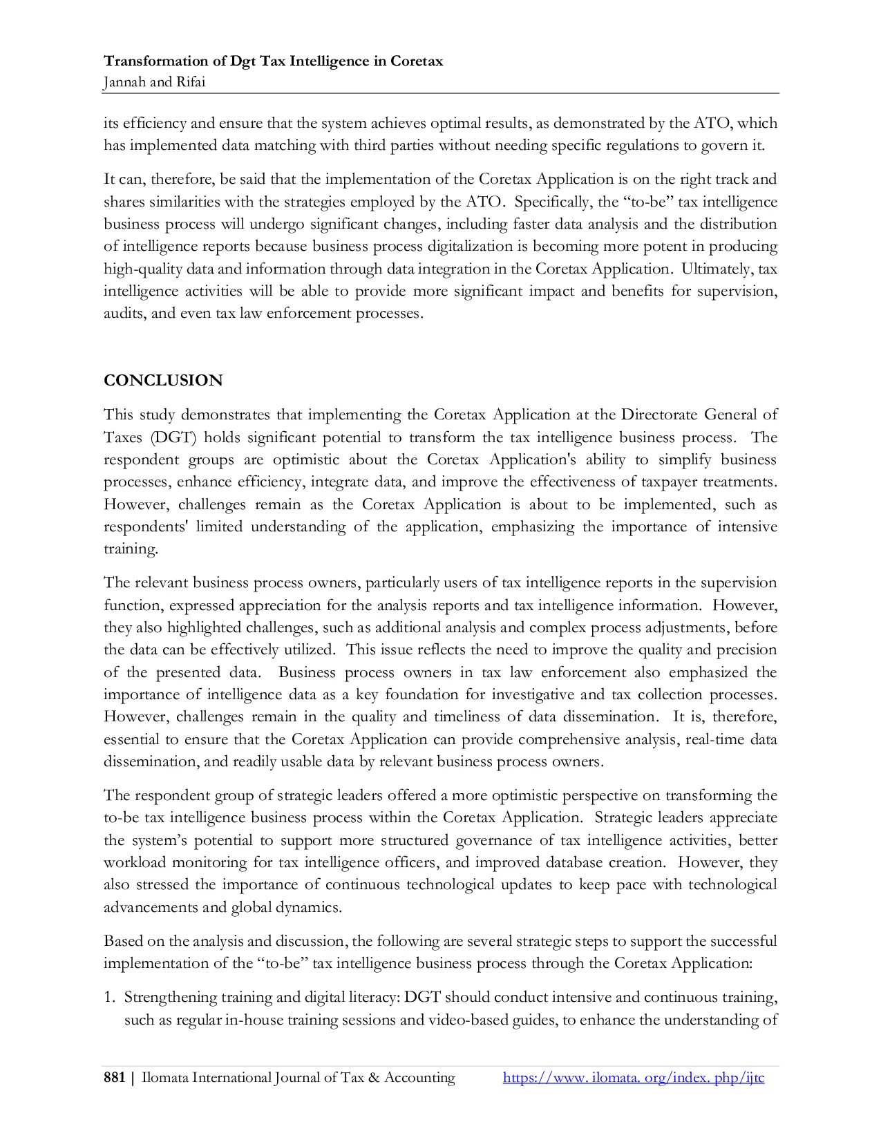 JURIS Transformation Of Dgt Tax Intelligence in Coretax