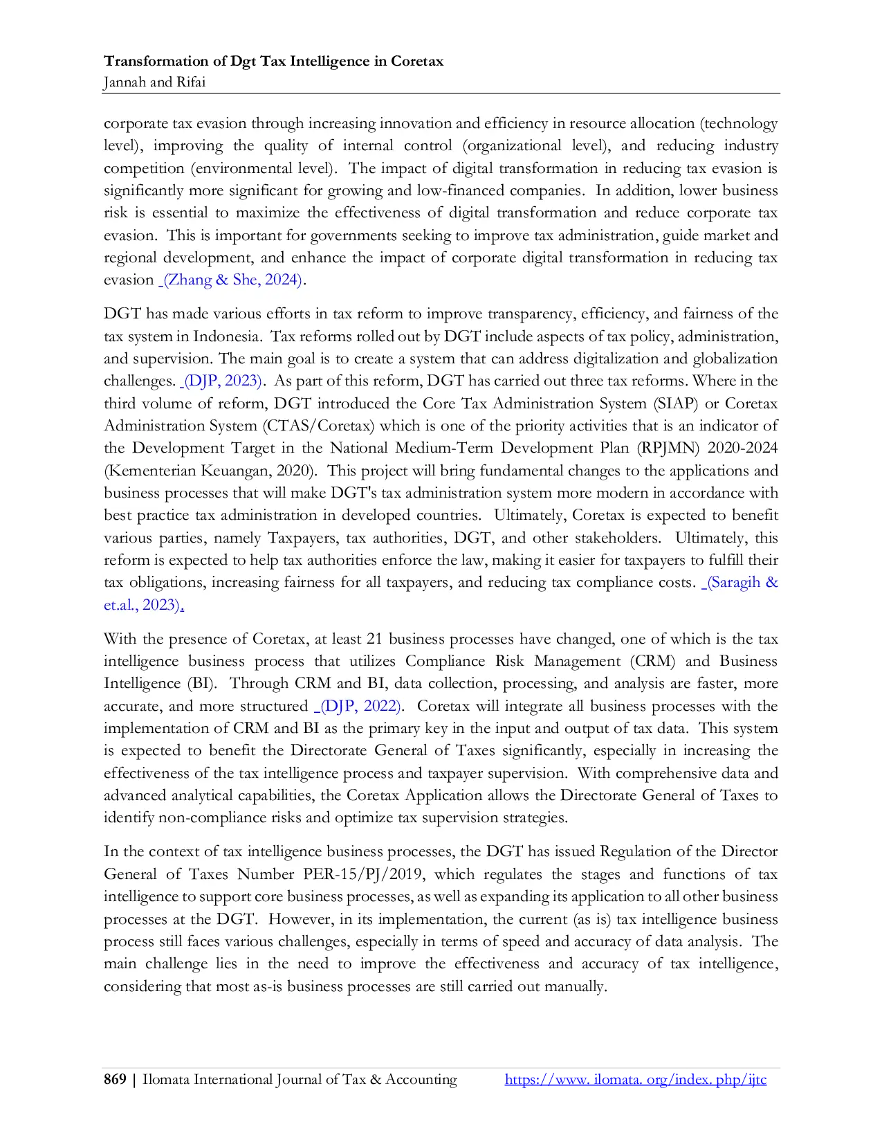 JURIS Transformation Of Dgt Tax Intelligence in Coretax
