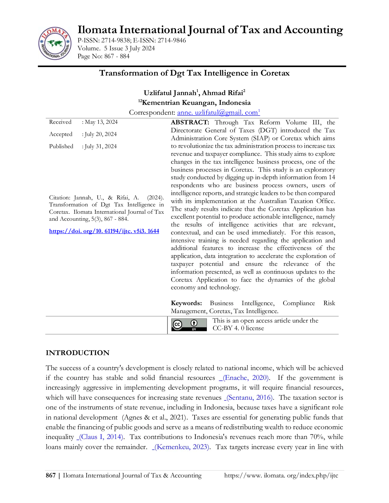 JURIS Transformation Of Dgt Tax Intelligence in Coretax