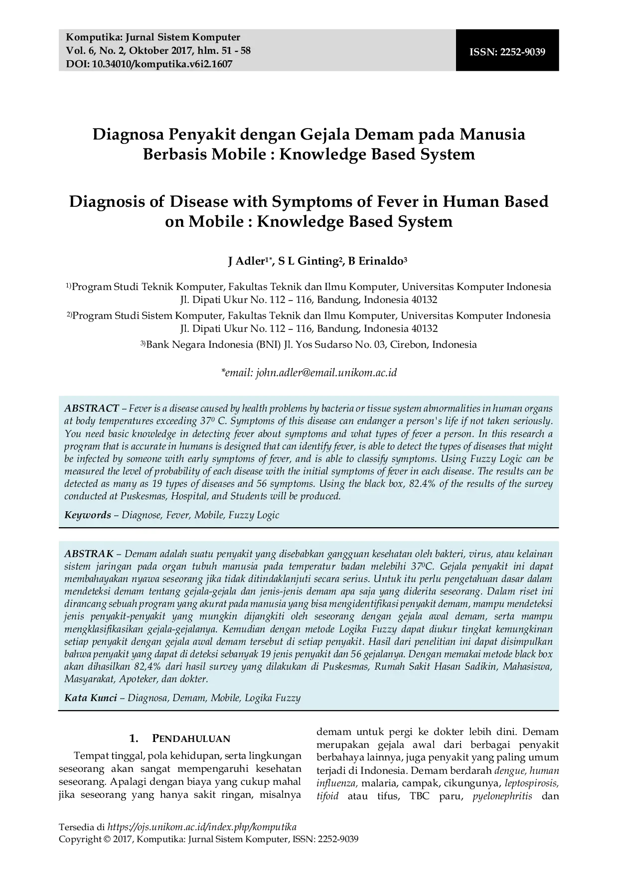 JURIS Diagnosa Penyakit dengan Gejala Demam pada Manusia Berbasis Mobile Knowledge Based System