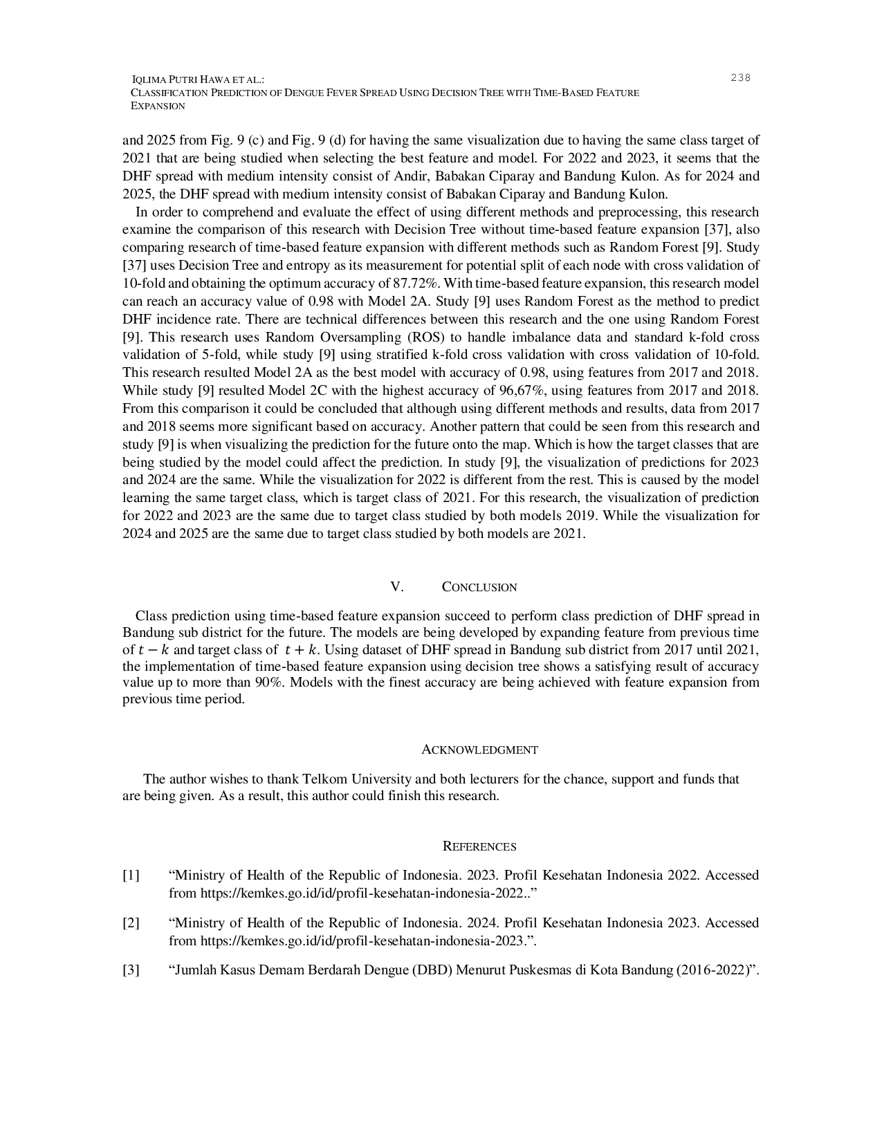 JURIS Classification Prediction of Dengue Fever Spread Using Decision Tree with Time Based Feature Expansion