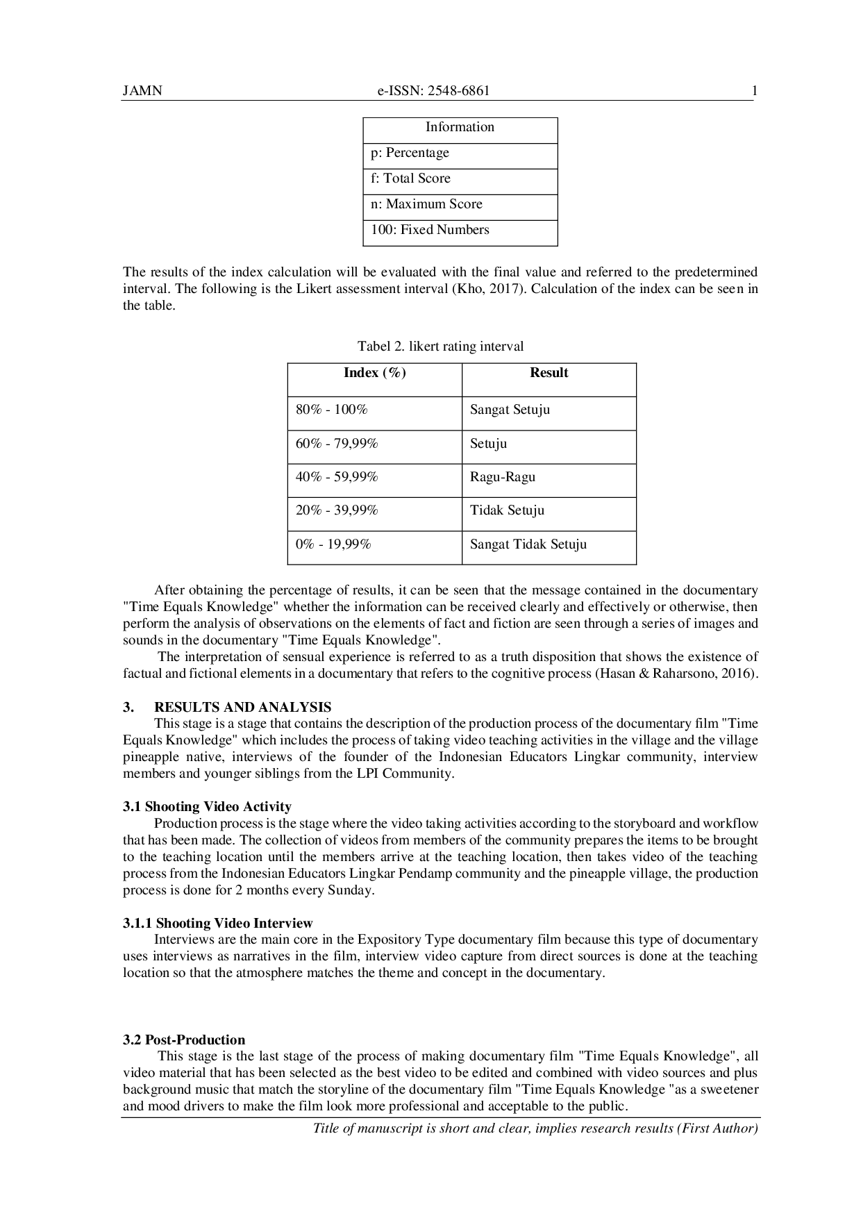 JURIS Journal Documentary Film Time Equals Knowledge Using Expository Type