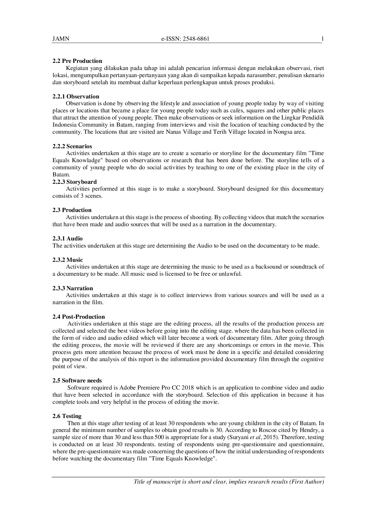 JURIS Journal Documentary Film Time Equals Knowledge Using Expository Type