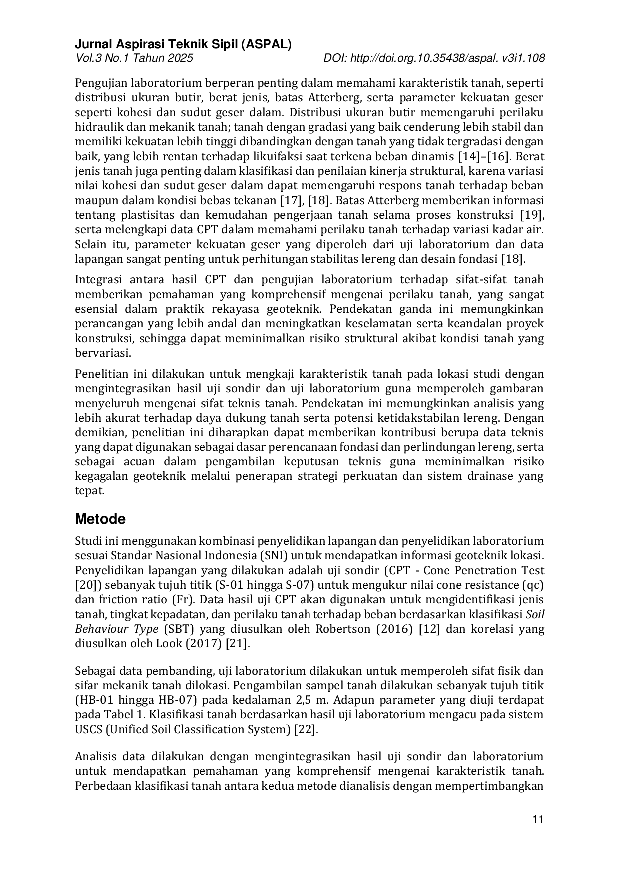 JURIS Geotechnical Characterization of Land Integration of Cone Penetration Test CPT and Laboratory Tests