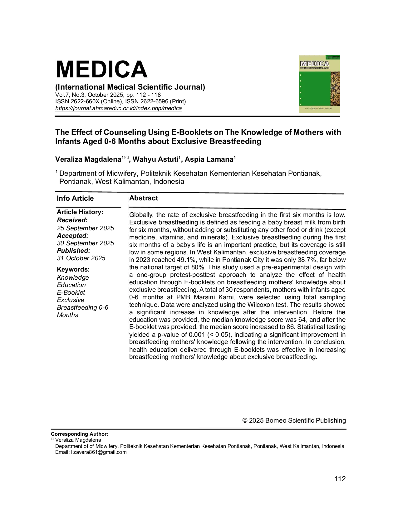 JURIS The Effect of Counseling Using E Booklets on The Knowledge of Mothers with Infants Aged 0 6 Months about Exclusive Breastfeeding