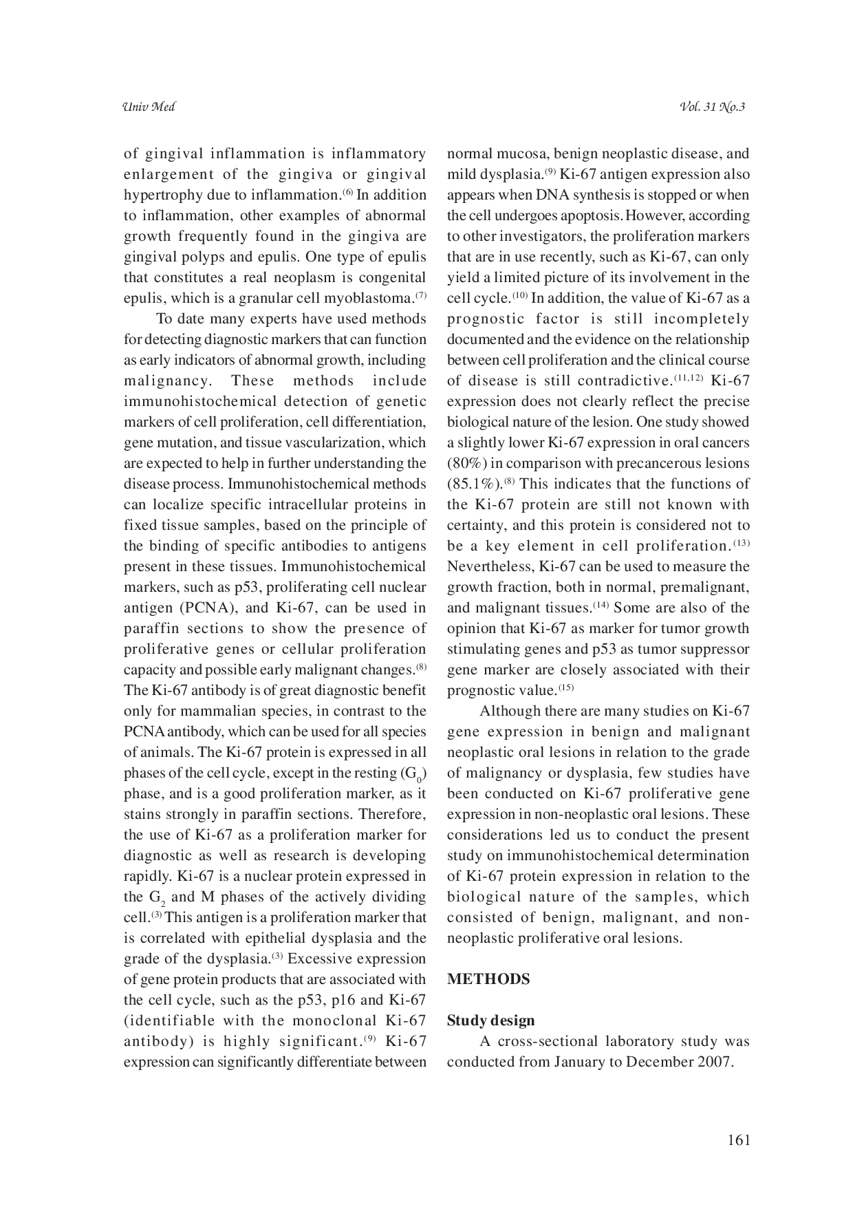 JURIS Low Ki 67 Gene Expression In Non Neoplastic Proliferation Of Oral Mucosal Epithelium