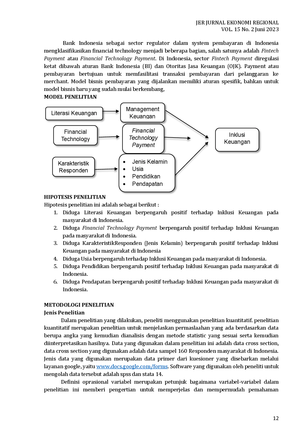 juris Pengaruh Literasi Keuangan Dan Fintech Payment Terhadap Inklusi Keuangan Pada Masyarakat Di Indonesia