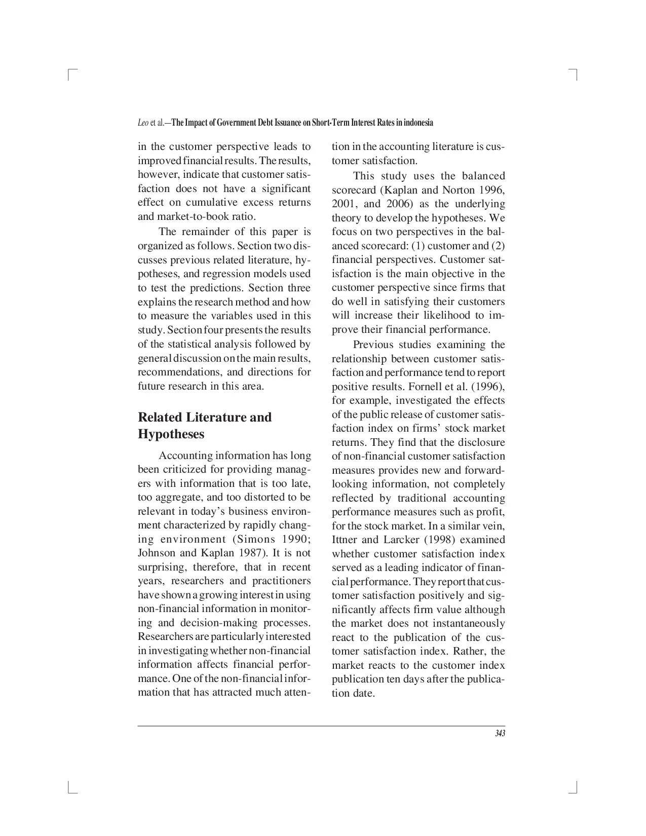 juris Investigating the Impacts of Customer Satisfaction on Firm Performance