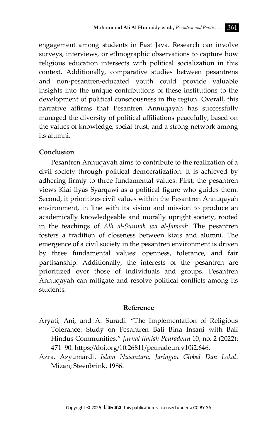 JURIS Pesantren and Politics Fostering Civil Society Oriented Political Consciousness in a Muslim Society