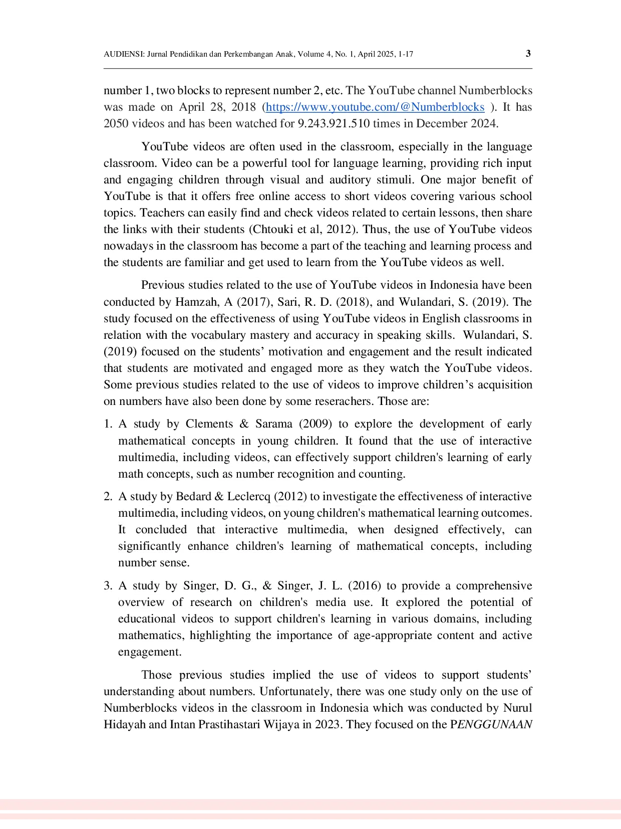 JURIS Analysis of Numberblocks Youtube Videos on Children s Acquisition of Numbers