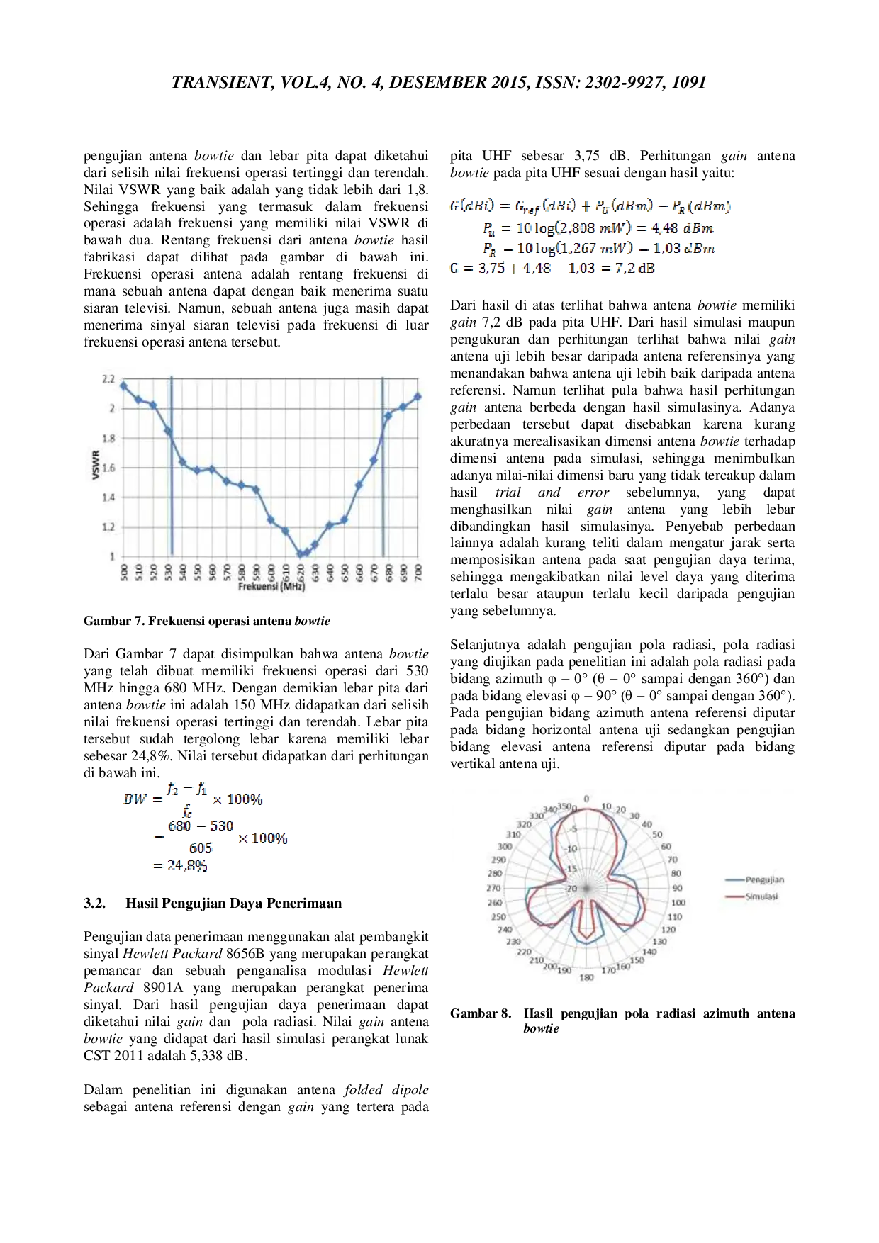 JURIS Perancangan Antena Bowtie Sebagai Penerima Siaran Televisi Digital Pada Rentang Frekuensi UHF Ultra High Frequency
