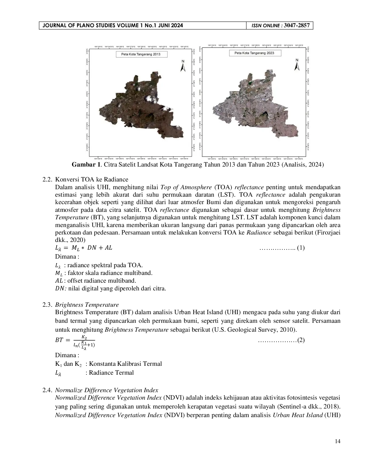 JURIS Analisis Urban Heat Island Menggunakan Citra Satelit Landsat 8 di Kota Tangerang