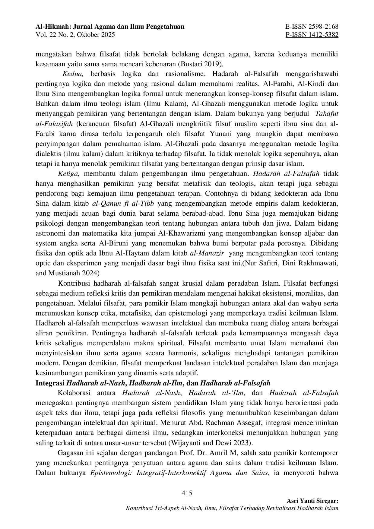 JURIS Kontribusi Tri Aspek Al Nash Ilmu Filsafat Terhadap Revitalisasi Hadharah Islam