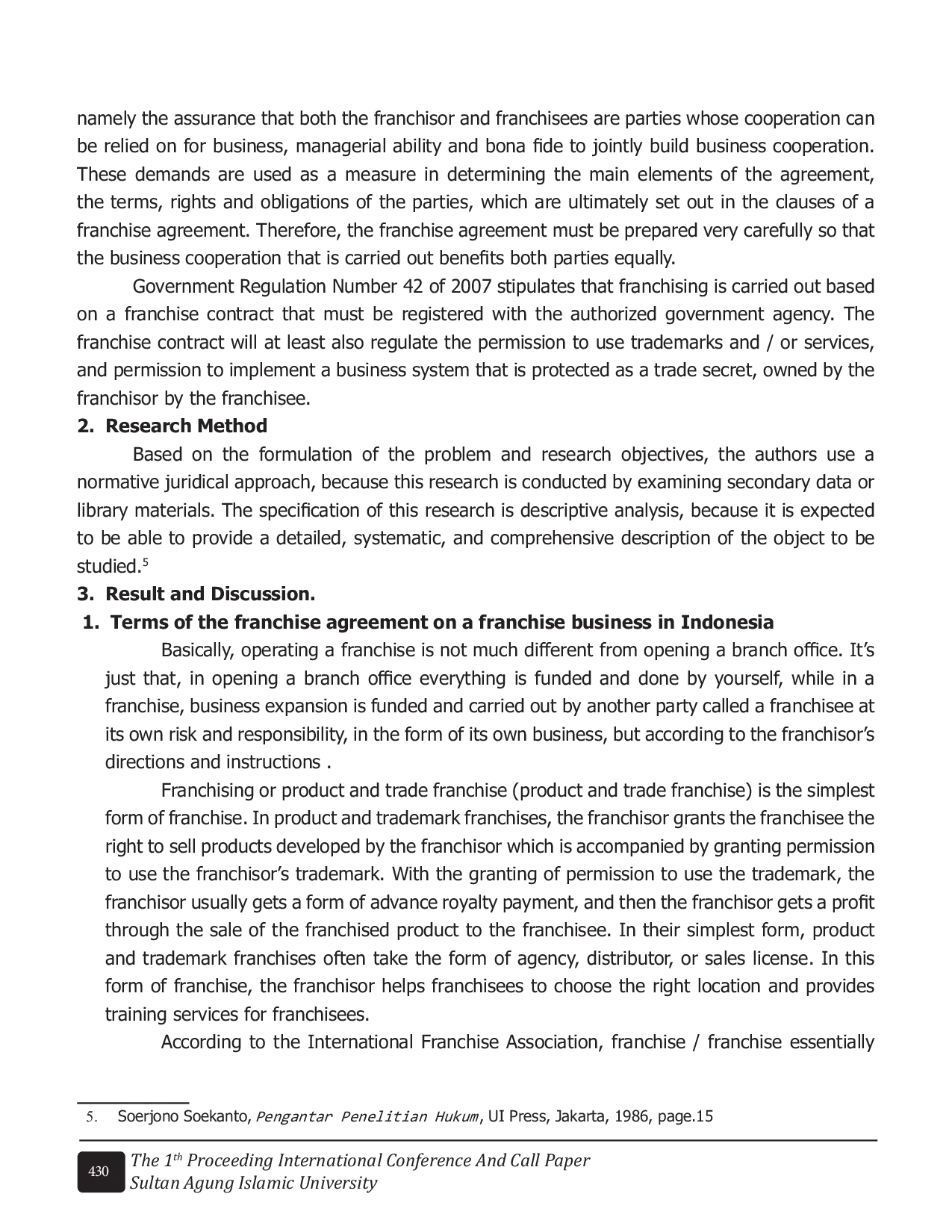 JURIS Franchise Agreement And Islamic Franchise Concept