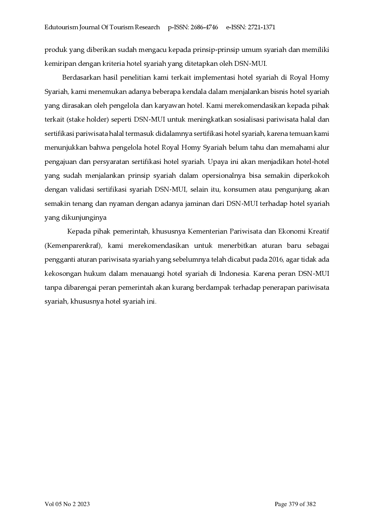 juris Implementasi Pariwisata Halal Studi Terhadap Hotel Royal Homy Syariah di Yogyakarta